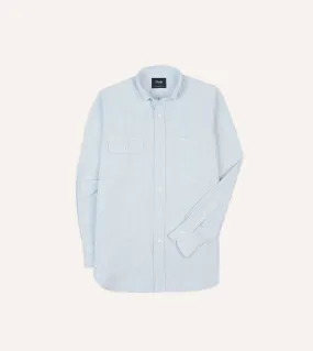 Blue Ticking Stripe Oxford Cloth Button-Down Work Shirt Holiday Gift adult clothing