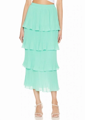 Slip Resistant Waist Faux Leather Dacie Smocked Ruffled Tiers Skirt In Trinidad