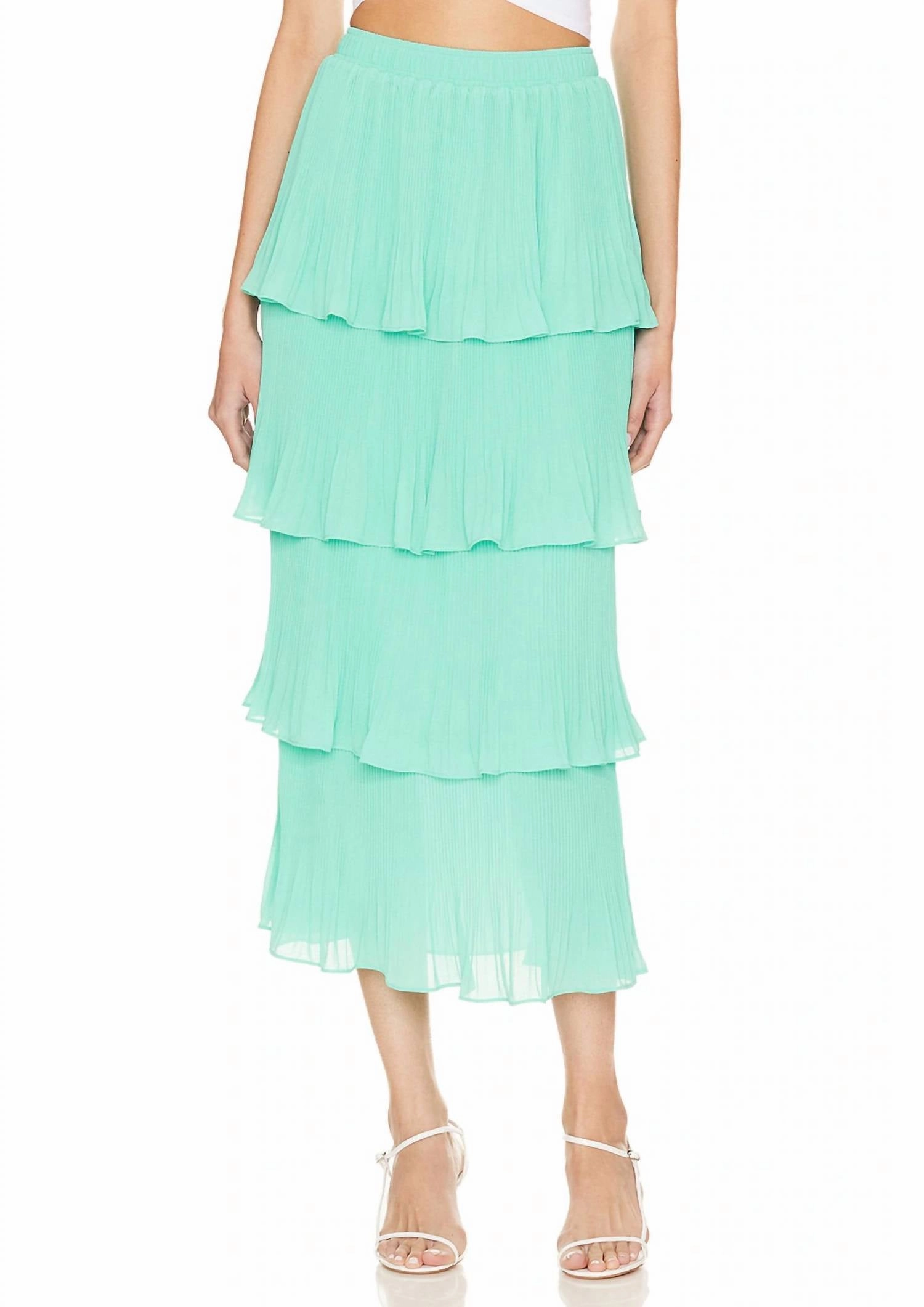 Urban Edge Fold Over Detail Dacie Smocked Ruffled Tiers Skirt In Trinidad