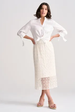 Polka Dot Cotton Lace Skirt - Chalk