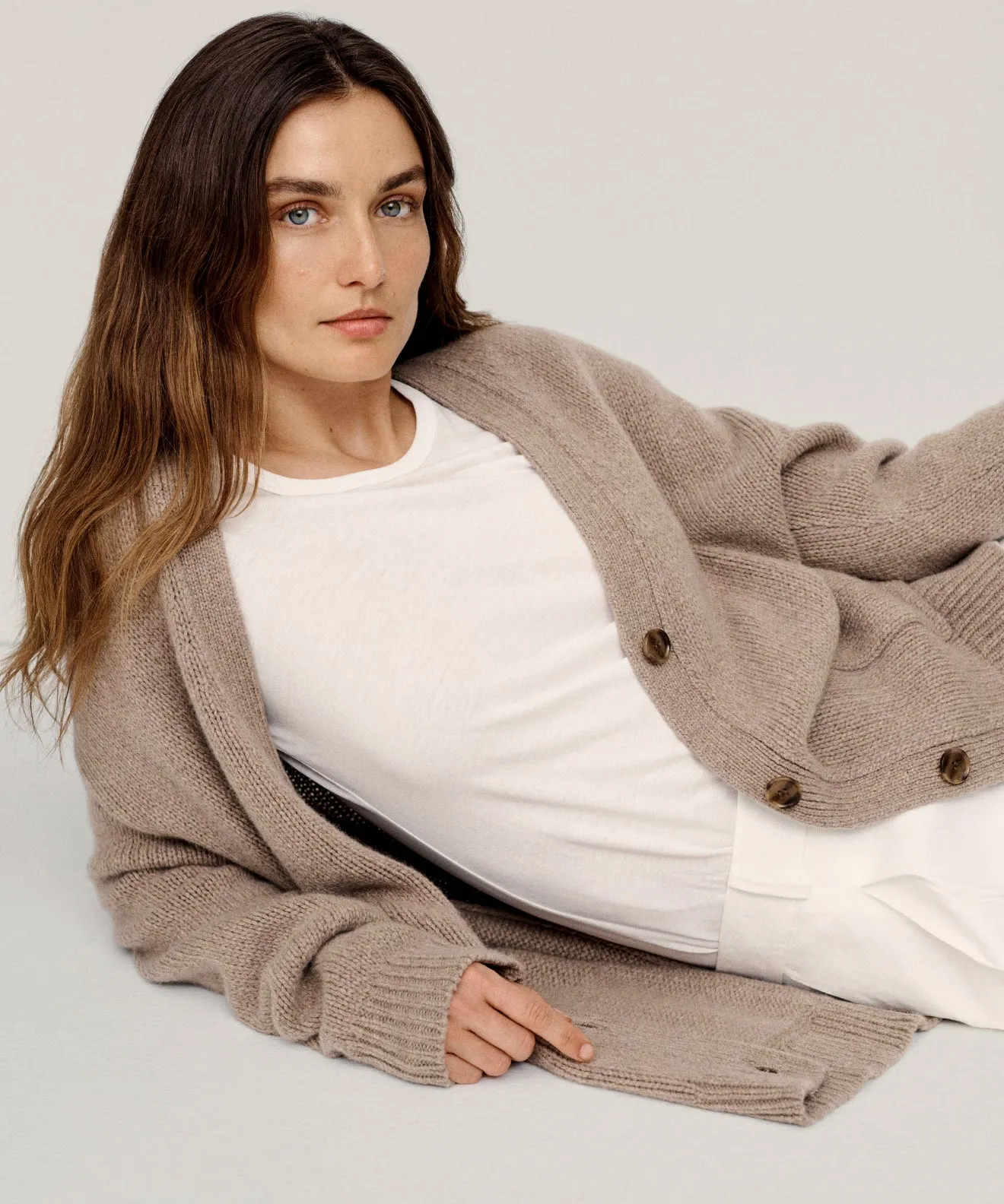 Non Irritating Edging Cashmere Spencer Cardigan