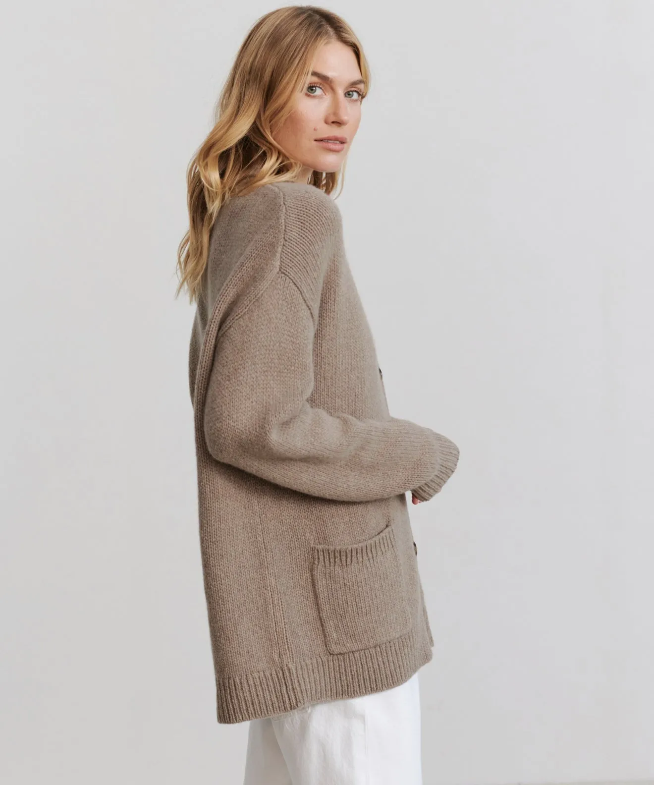 Cashmere Spencer Cardigan Cozy Fleece Flexible Seam Structure