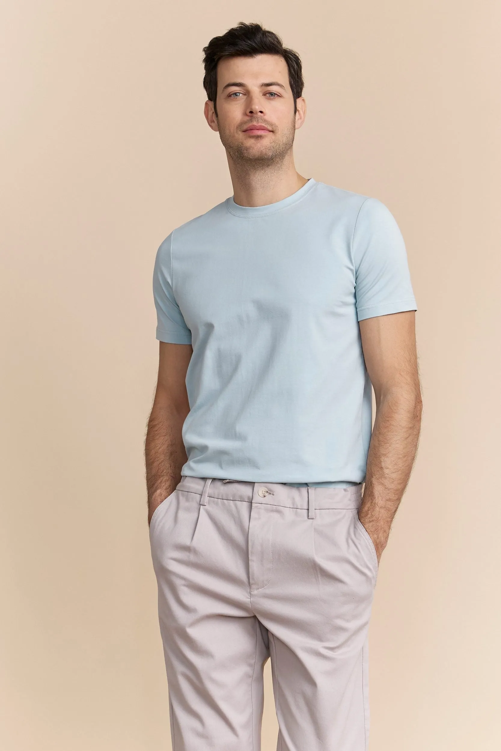 Basic crew neck T-shirt Ribbed Collar Design Floral Print