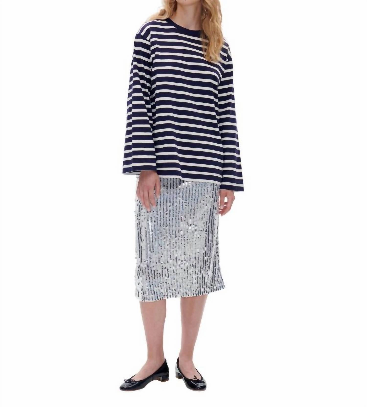 Cotton Rich Polished Style Jolette Skirt In Silver Mermaid