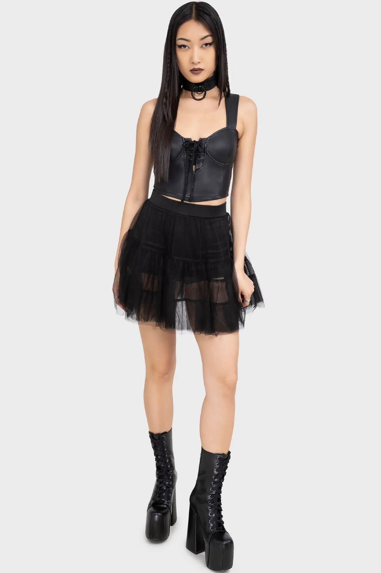 Adjustable drawstring Dance All Night Mini Skirt