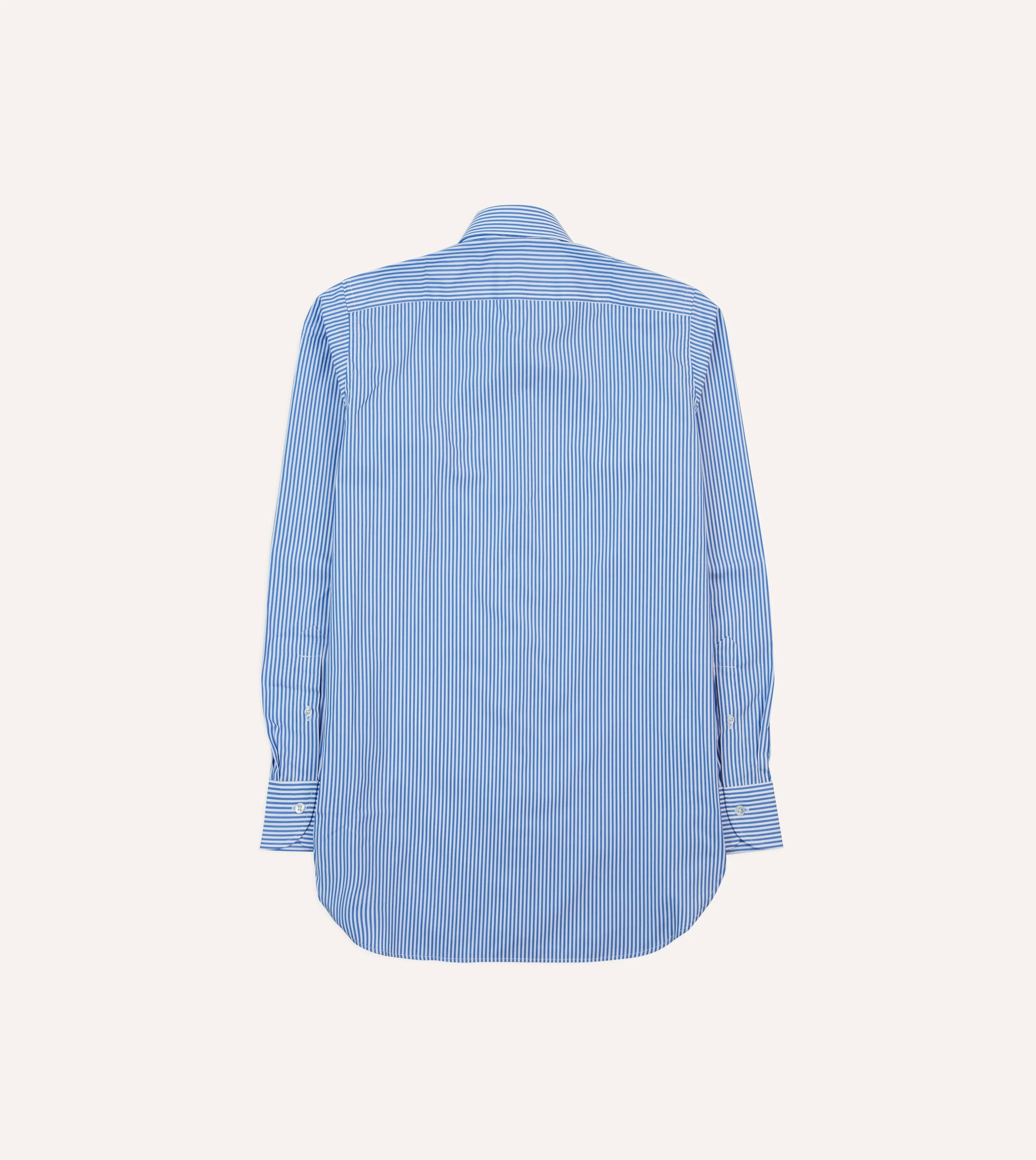 Dark Blue and White Bengal Stripe Spread Collar Cotton Poplin Shirt Business casual checkered pattern