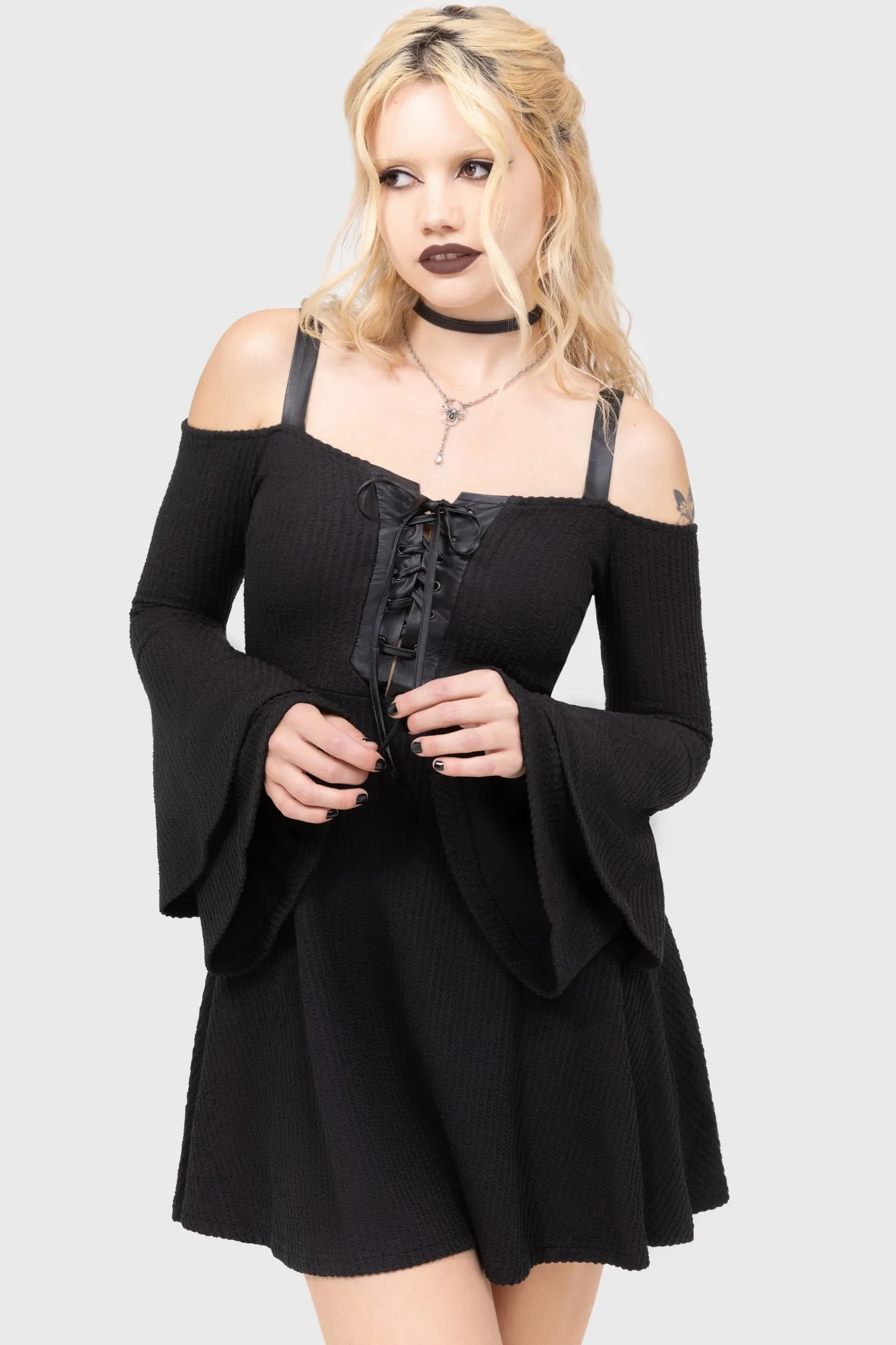 Dark Myth Dress [Black] Polished Details Polite Tone