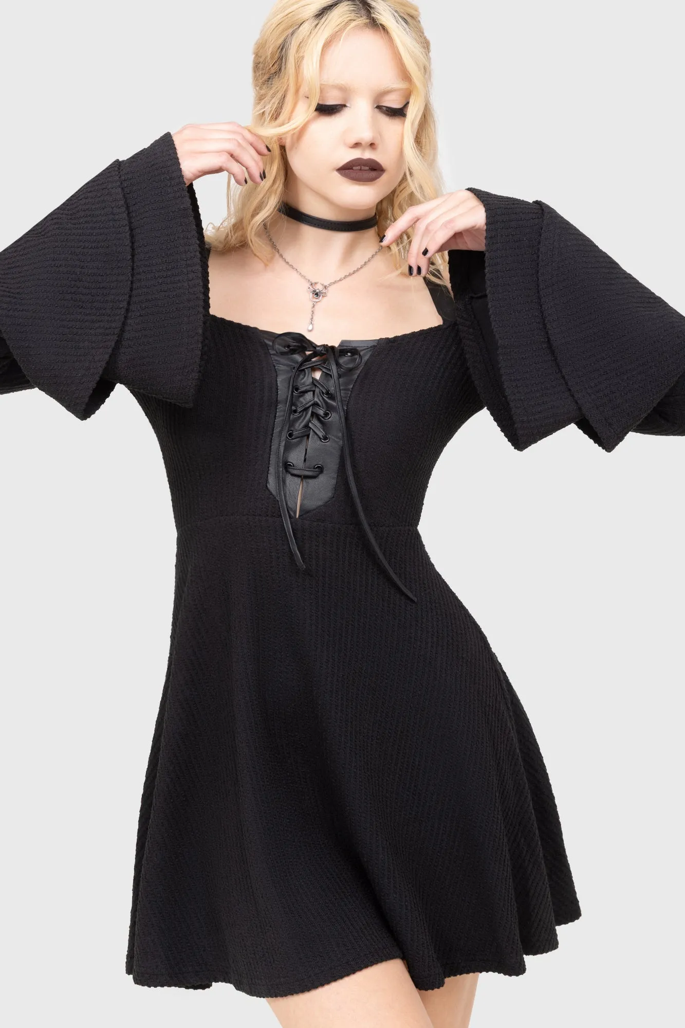 Comfortable fit dress for all body types Layered Volume Dark Myth Dress [Black]