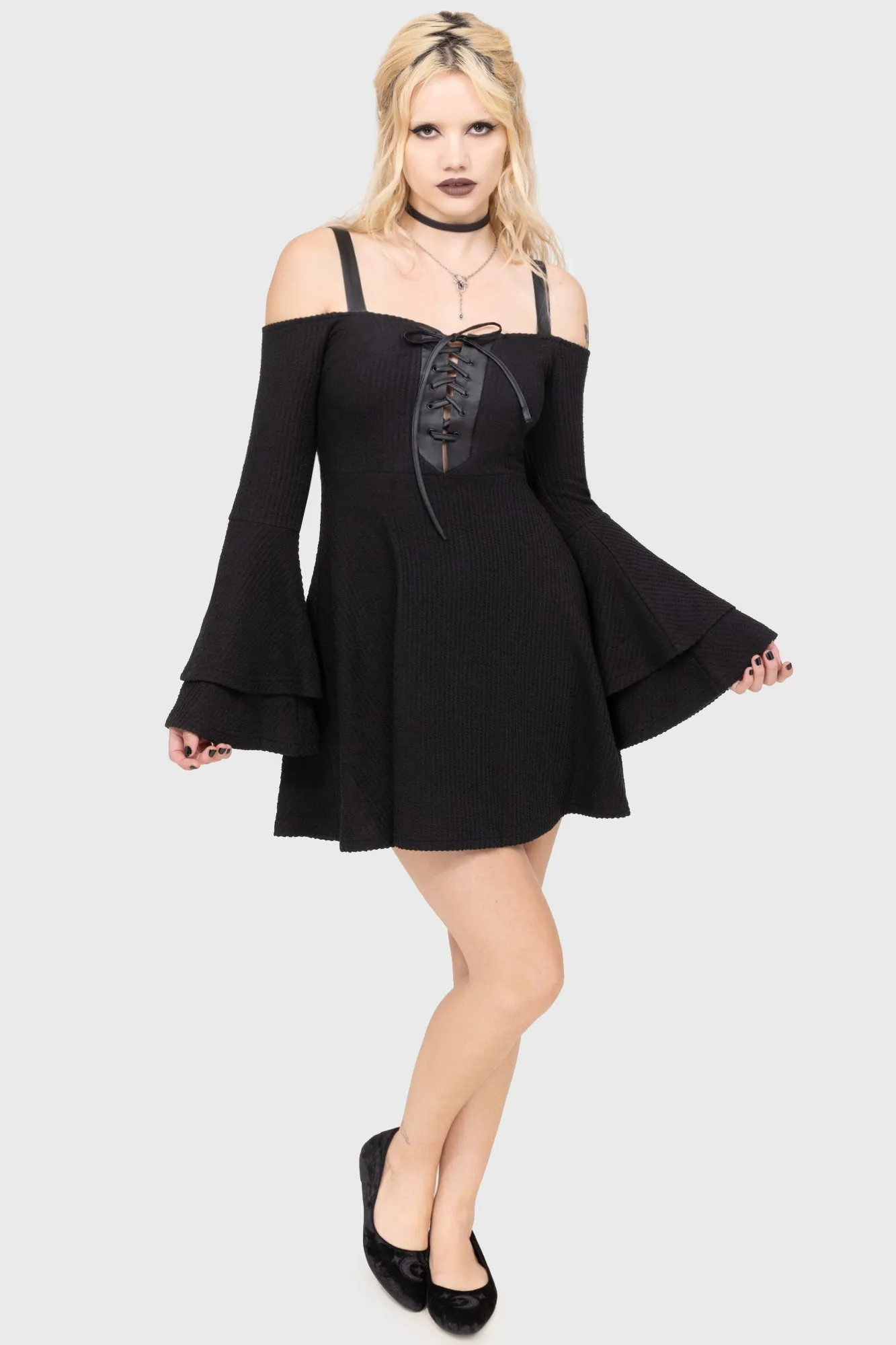 Boxy-Style Soft touch evening dress Dark Myth Dress [Black]