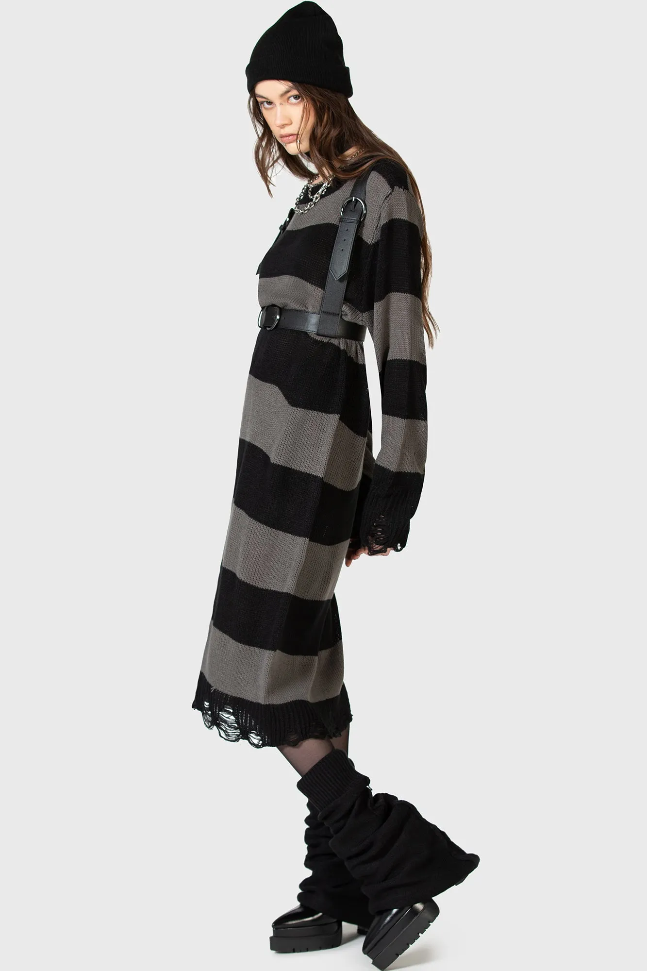 Dress-Up Style Lace-Sleeve Within Souls Sweater Dress