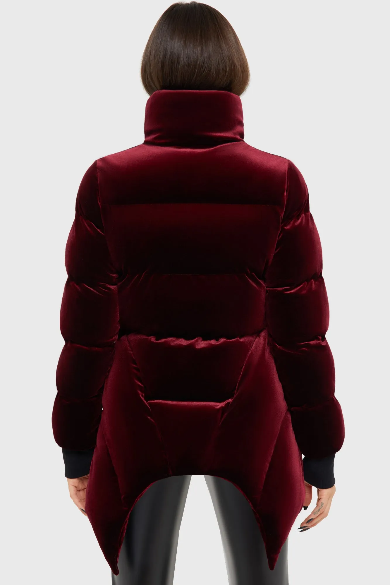 OdorResistant Treatment Stitched Look Deadliest Nightvelvet Puffer Coat [RED]