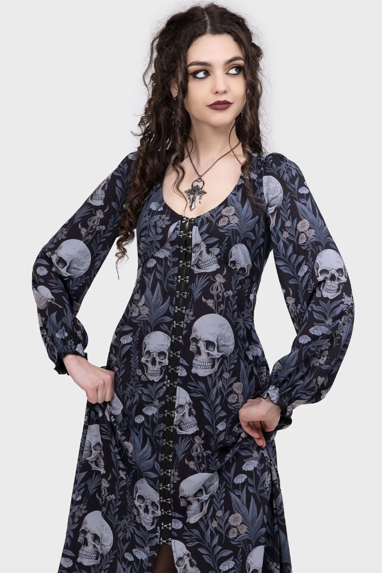 Death's Head Maxi Dress Soft Layers Effortless Wear