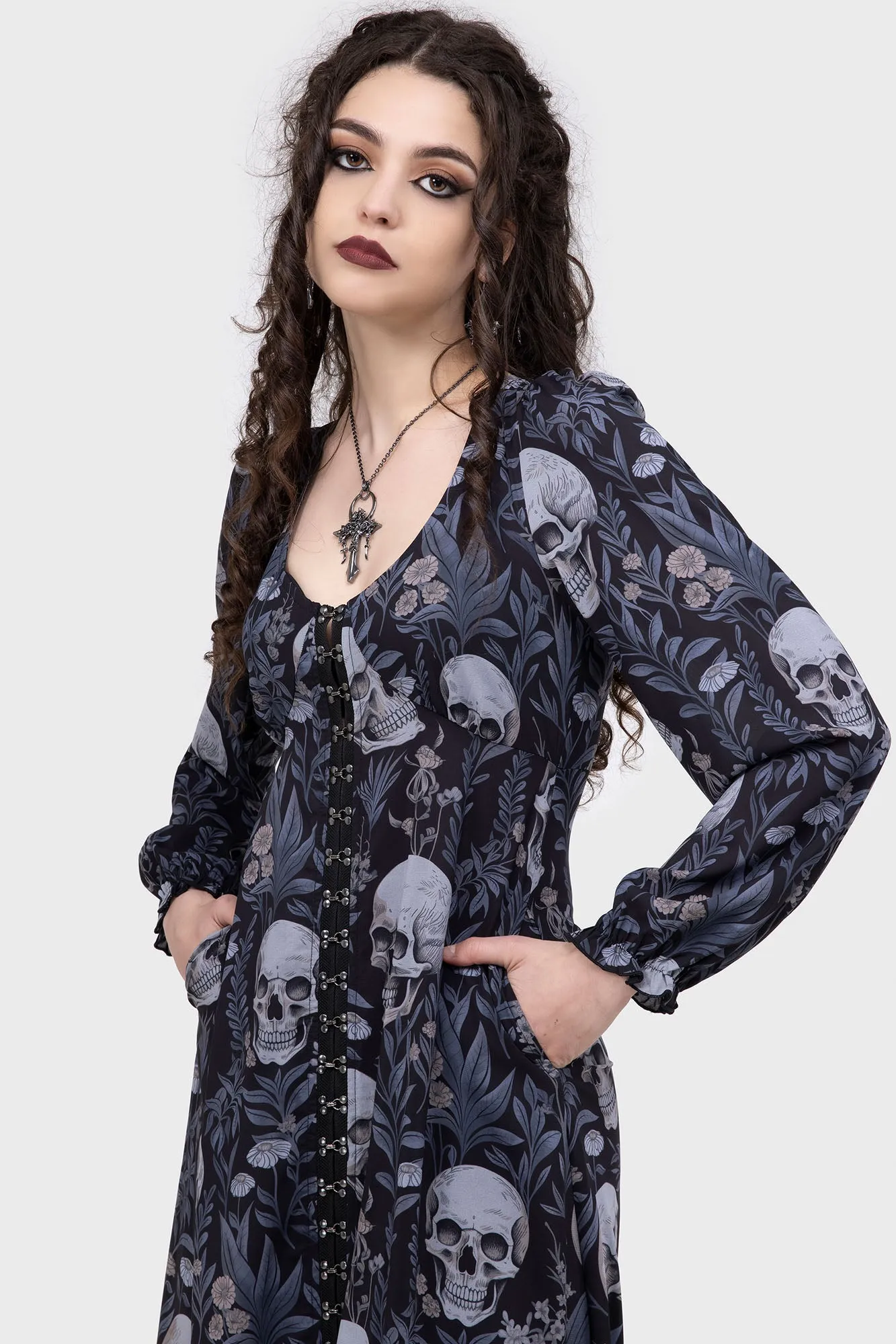 Death's Head Maxi Dress ConvertibleNeckline