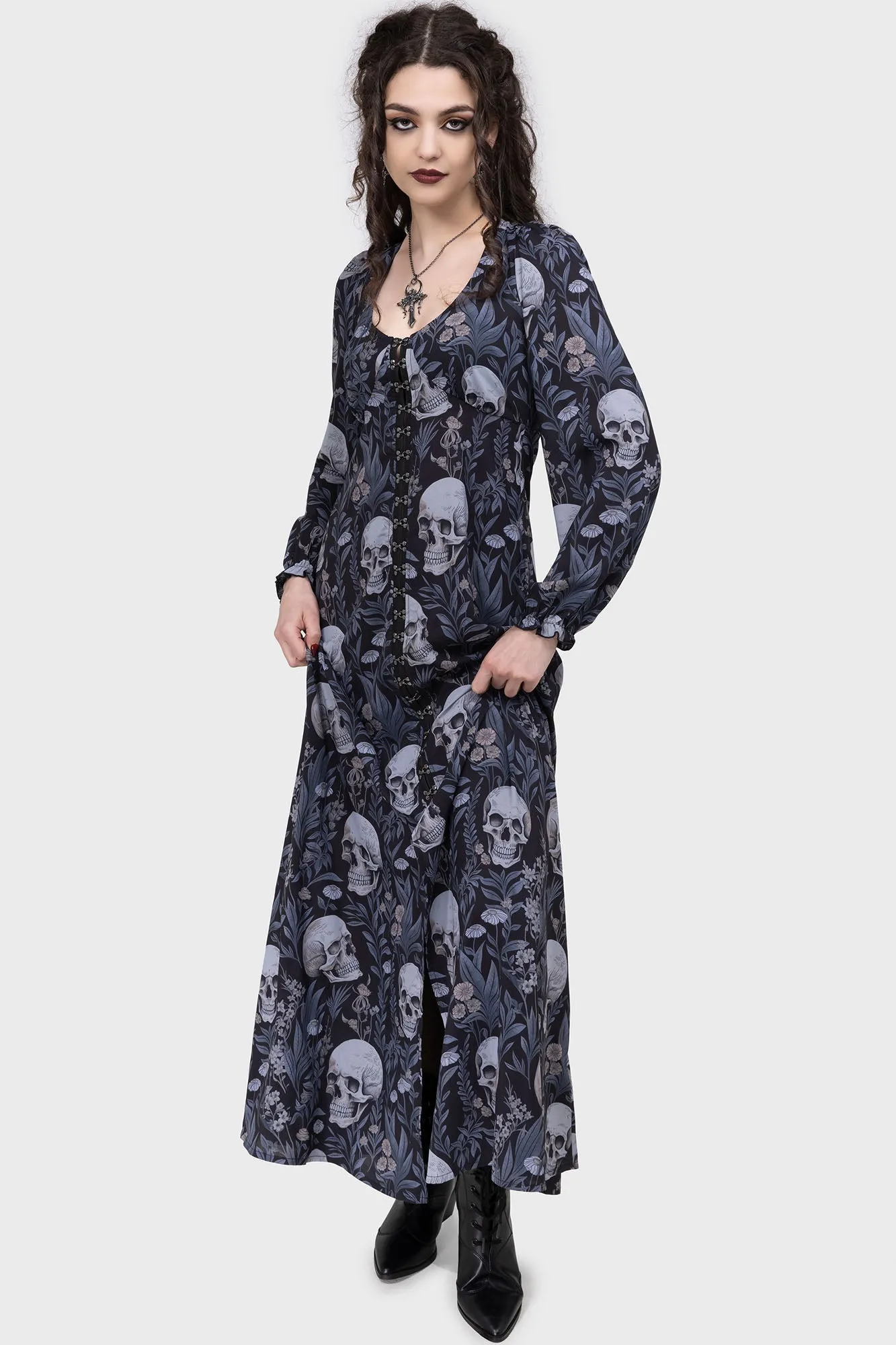 Death's Head Maxi Dress Casual Vibes Loose Flow