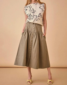 Delaney Skirt In Army Green Modern Tones Breezy Outfit