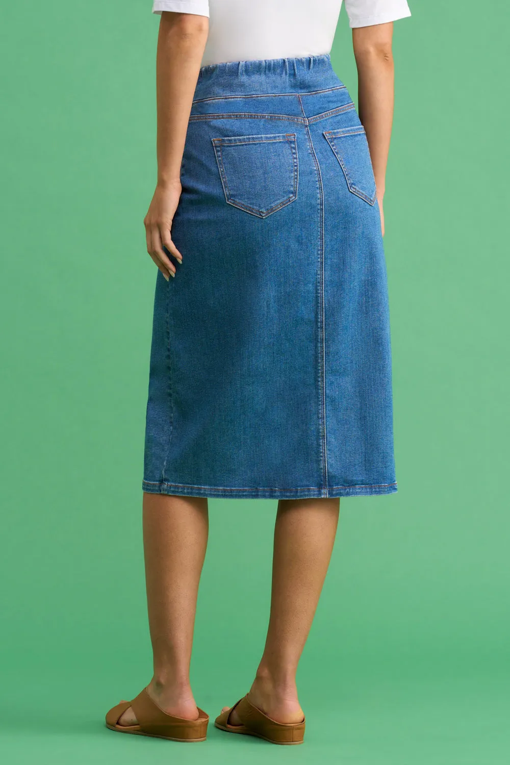 Denim Skirt - Light Denim Gather Details All Day