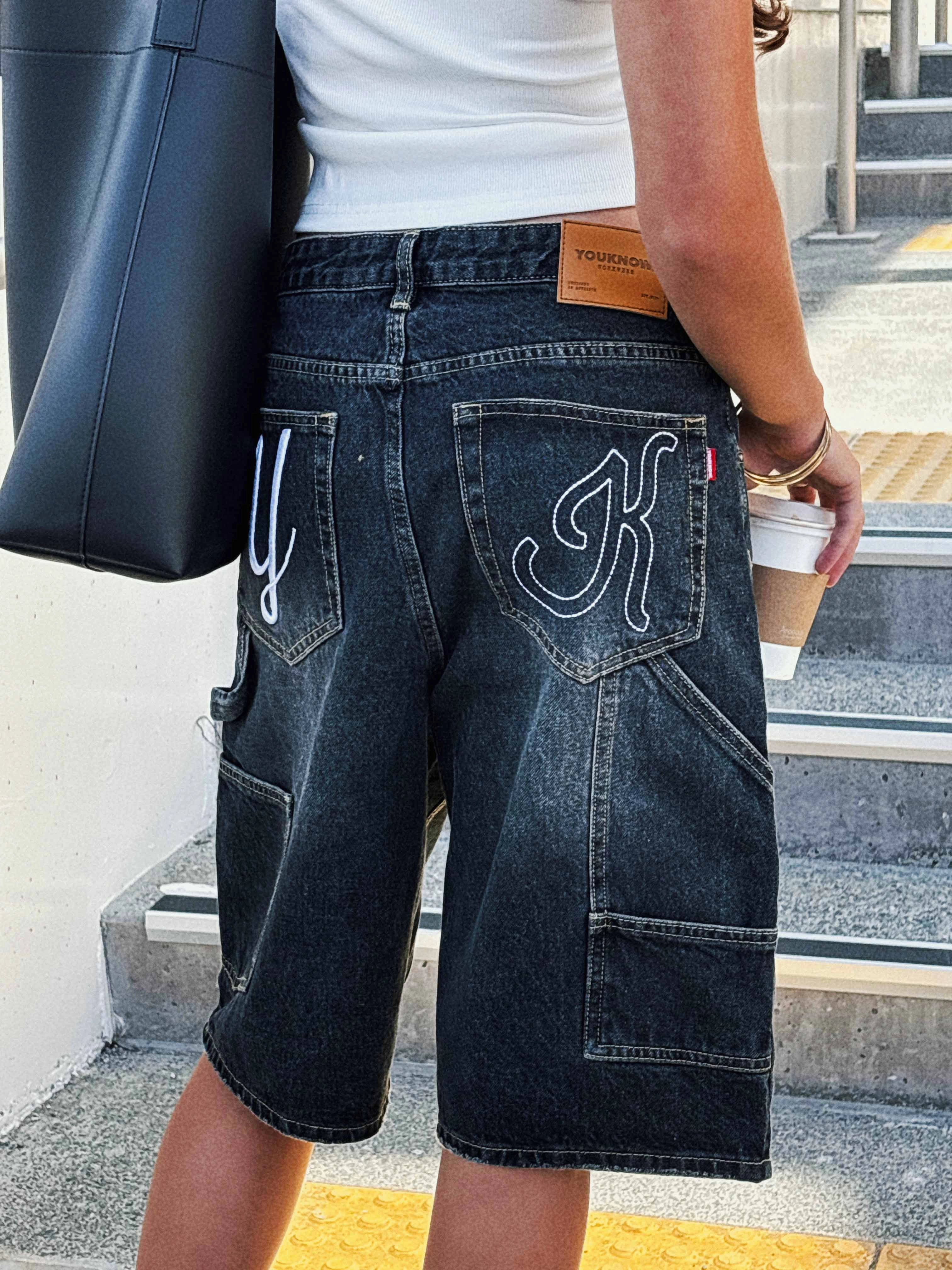 gym kit holiday apparel Denim Jorts | Black Wash