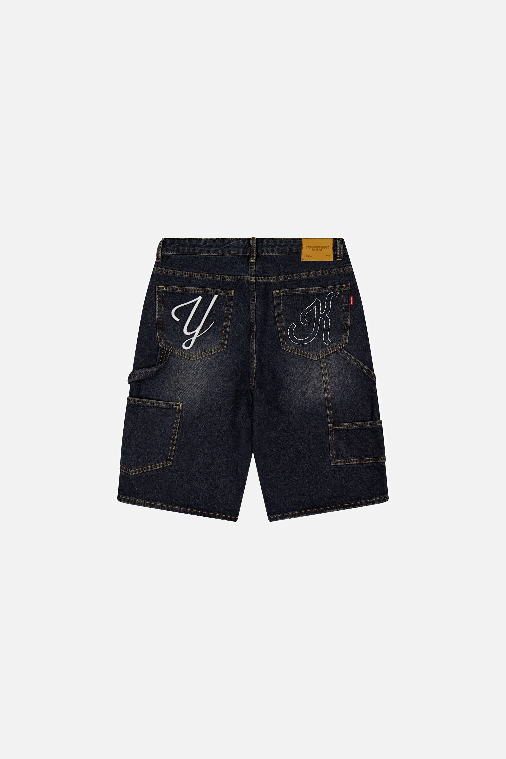 MultiPocket Design Denim Jorts | Black Wash