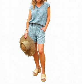 Denim Palm Short In Blue DoubleLayeredKnees
