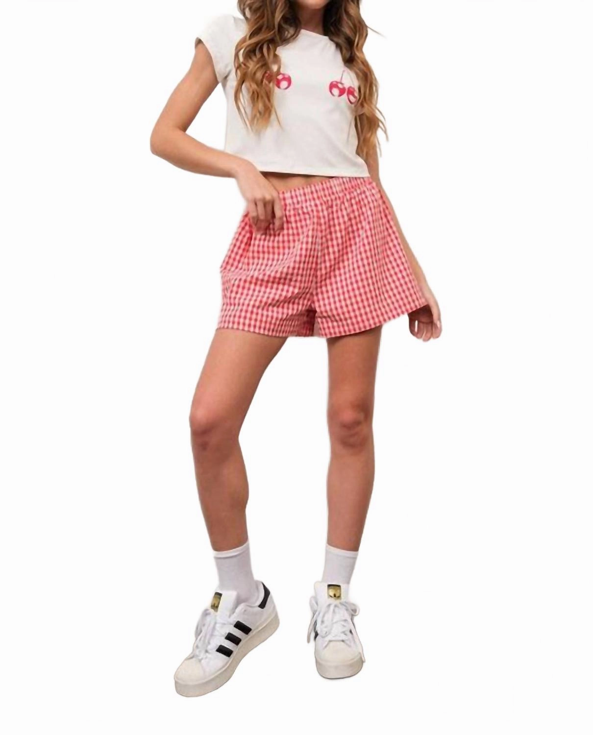 Effortless Shorts In Red White Gingham Daily Wear