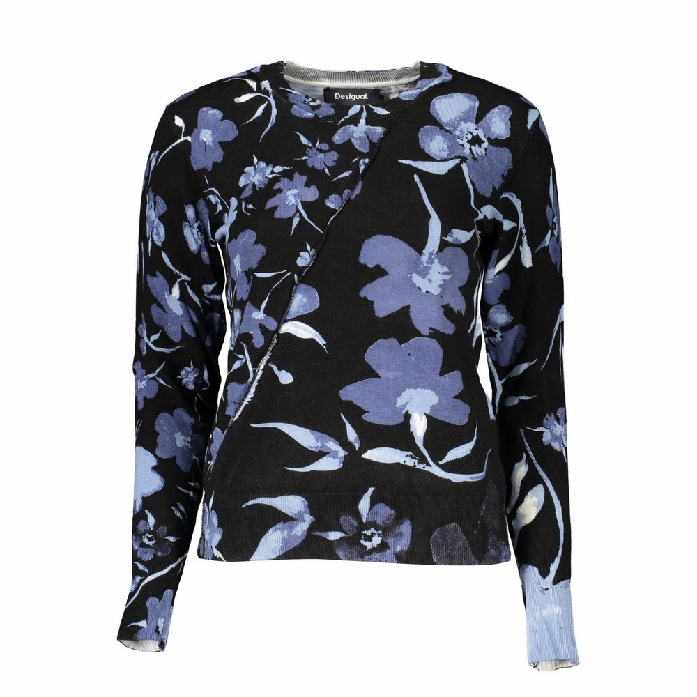 Desigual Chic Contrasting Crew Neck Women's Sweater Eco Dye Process Eco Conscious Processing