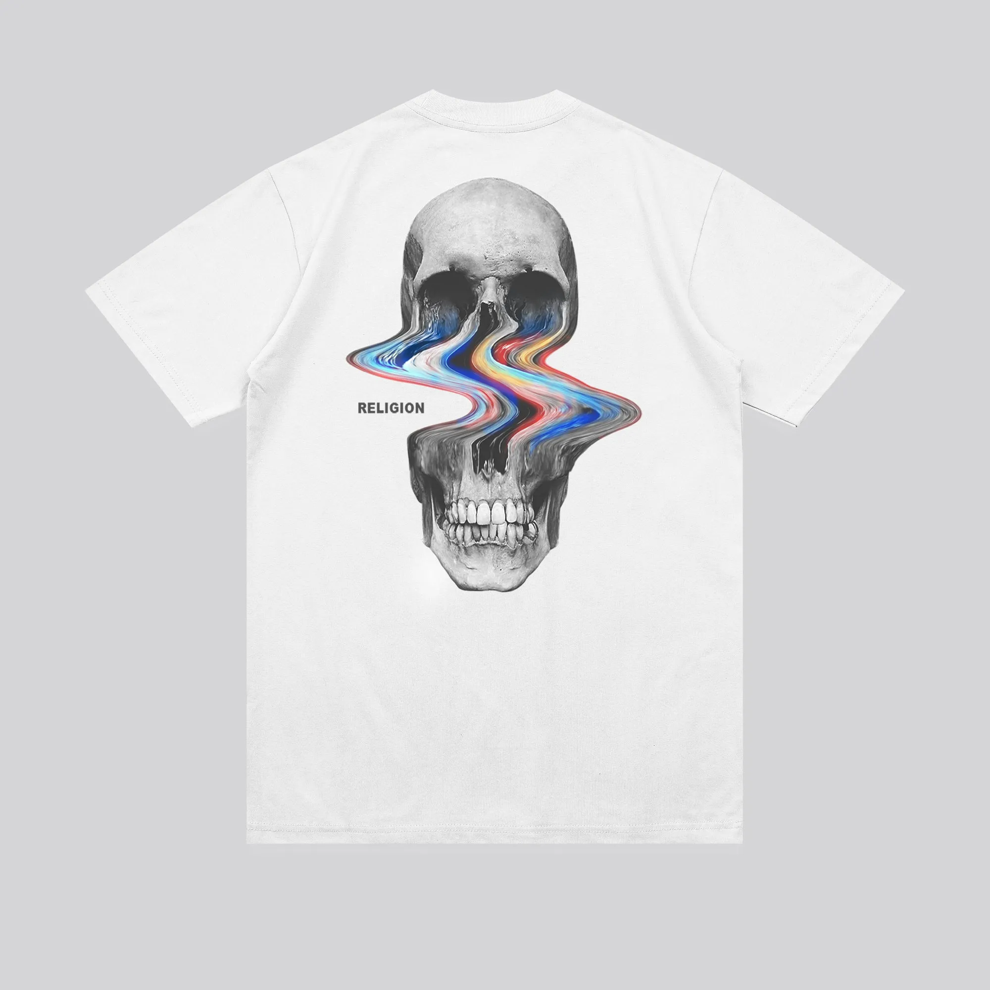 DISTORTED SKULL T-SHIRT WHITE Eco friendly materials