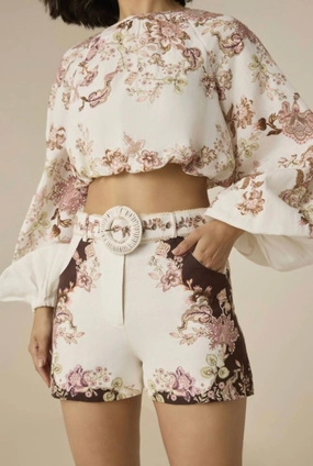 Diza Buckle Shorts In Chintz Floral Print elastic waistband Everyday Feel