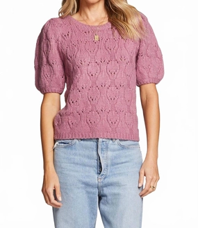 Soft Knitwear Stretchable Cuff Doc Textured Sweater In Iris