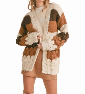 Comfy Fit Dolly Delight Sweater In Cream Brown Striped