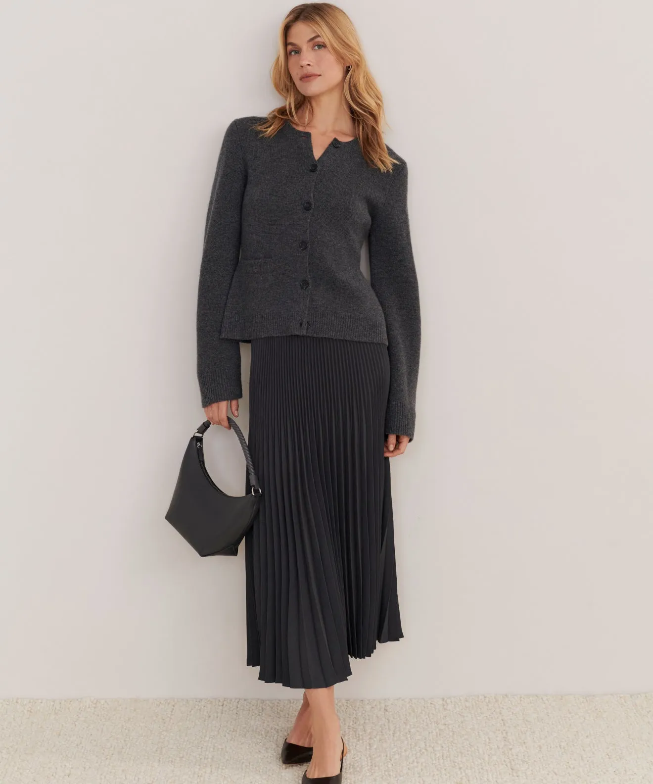 Pleated Skirt Laid Back Look
