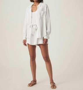 Functional Clothing Gabrielle Stripe Shorts In White/fawn