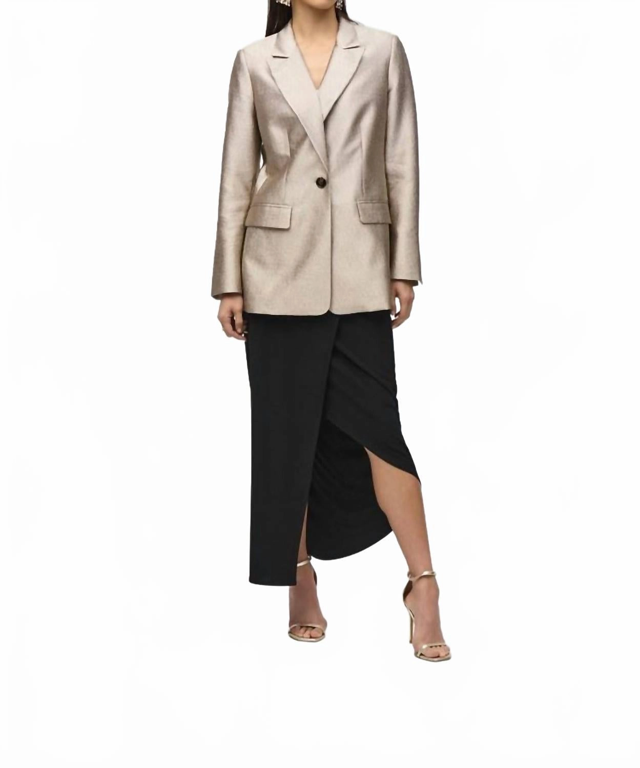 Business Meeting Silky Knit Asymmetrical Pull-On Skirt In Black