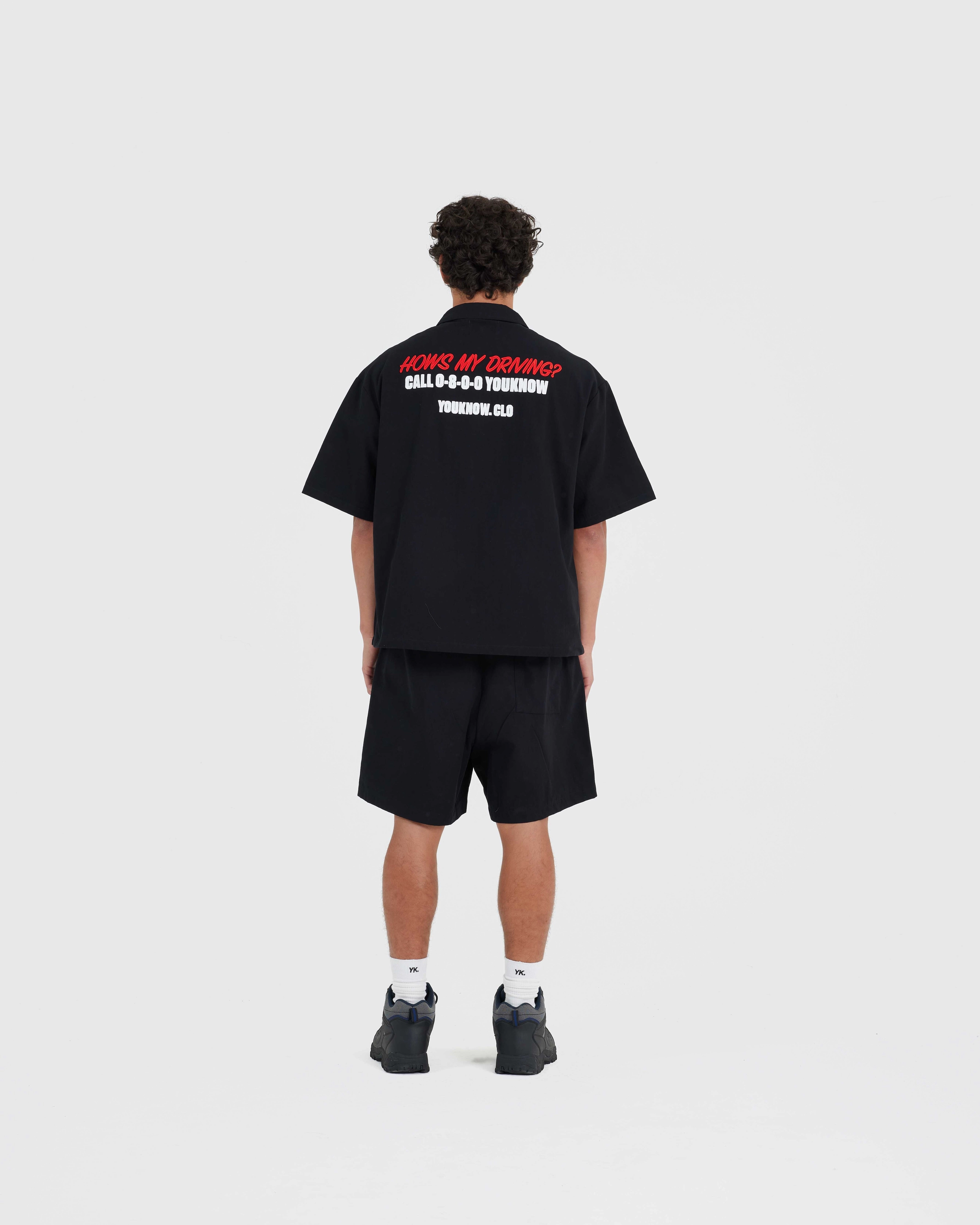 mesh ventilation DRILL SHORTS | Black Drill