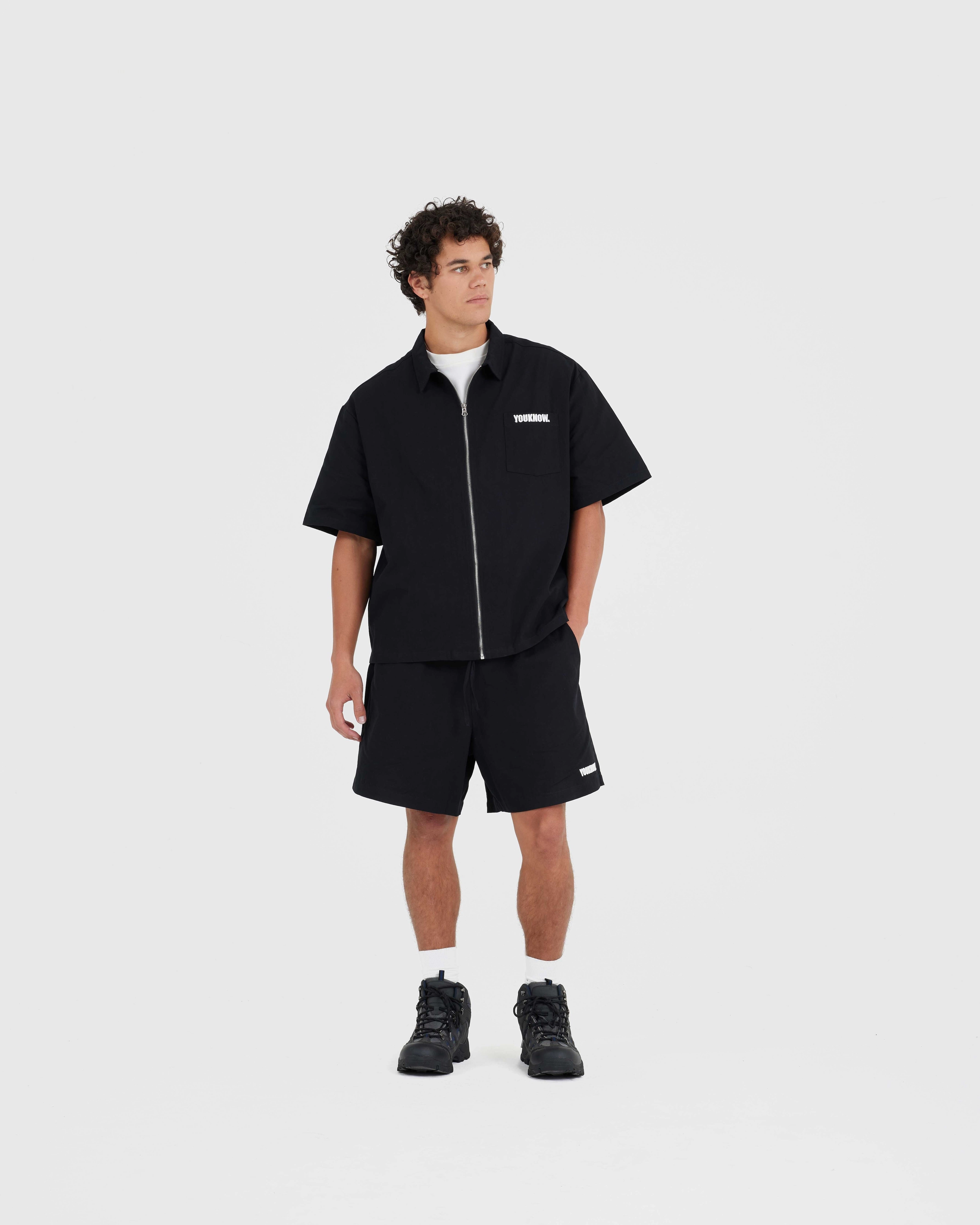DRILL SHORTS | Black Drill Durable Feel Timeless Look