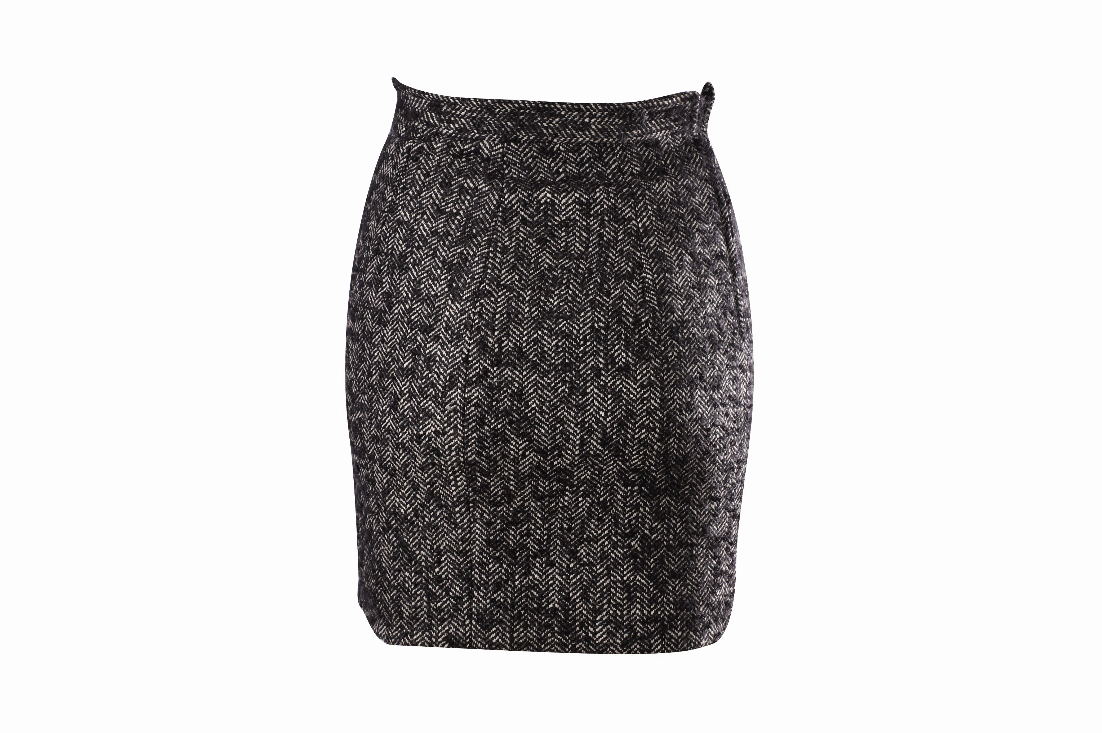 Abrasion resistant Drawstring closure Dsquared2 Herringbone Pencil Skirt in Black Wool