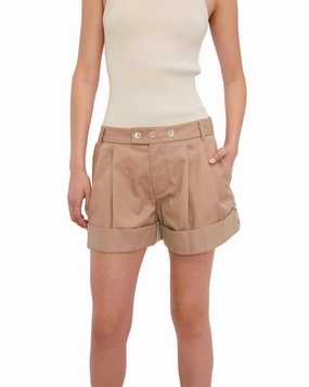 Women's Bailey Pleated Chino Short In Beige energetic look