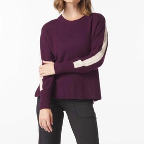 Elevated Knit Crew Sweater In Mulberry/oatmilk Cozy Appeal
