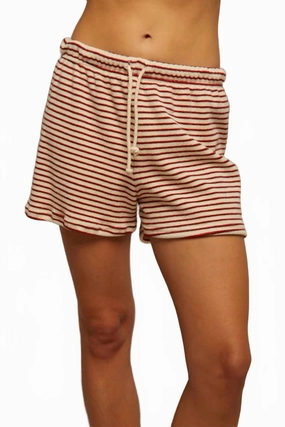 Ultra Soft Waistband silk blend Jace Loop Terry Sweatshort In Poppy Chocolate Stripe