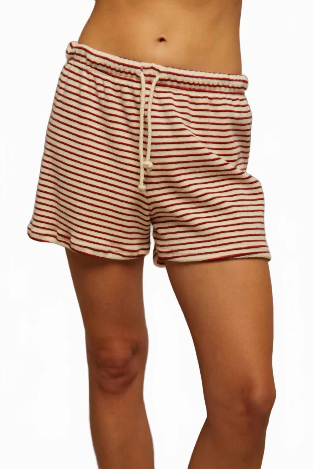Ultra Soft Waistband silk blend Jace Loop Terry Sweatshort In Poppy Chocolate Stripe