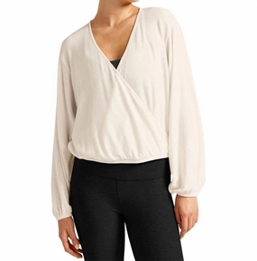Wrapped Up Pullover Top In Snow Casual Layering Knit Style
