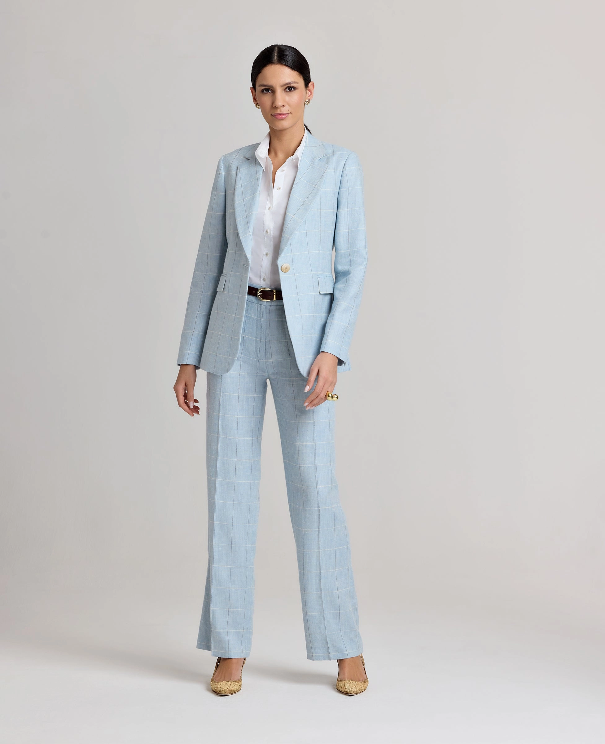 Tania Wool Blend Check Trousers Warm Layer