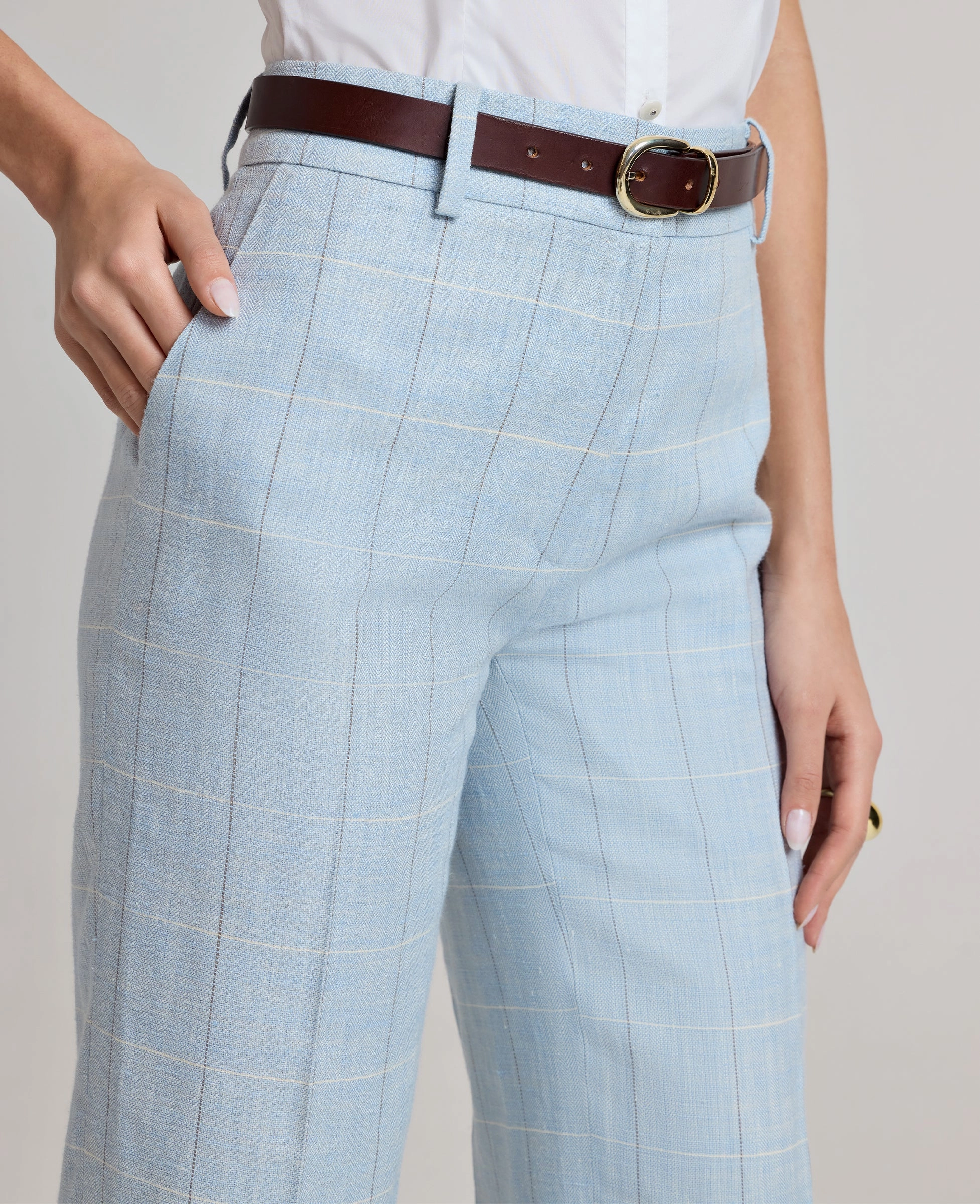 Relaxed Wear Smart Layering Tania Wool Blend Check Trousers