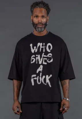 Urban Streetwear WHO GIVES A FUCK OVERSIZED T-SHIRT BLACK