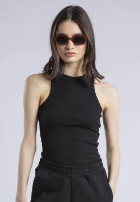 HIGH NECK VEST BLACK Trendy Fabric Essential Casual