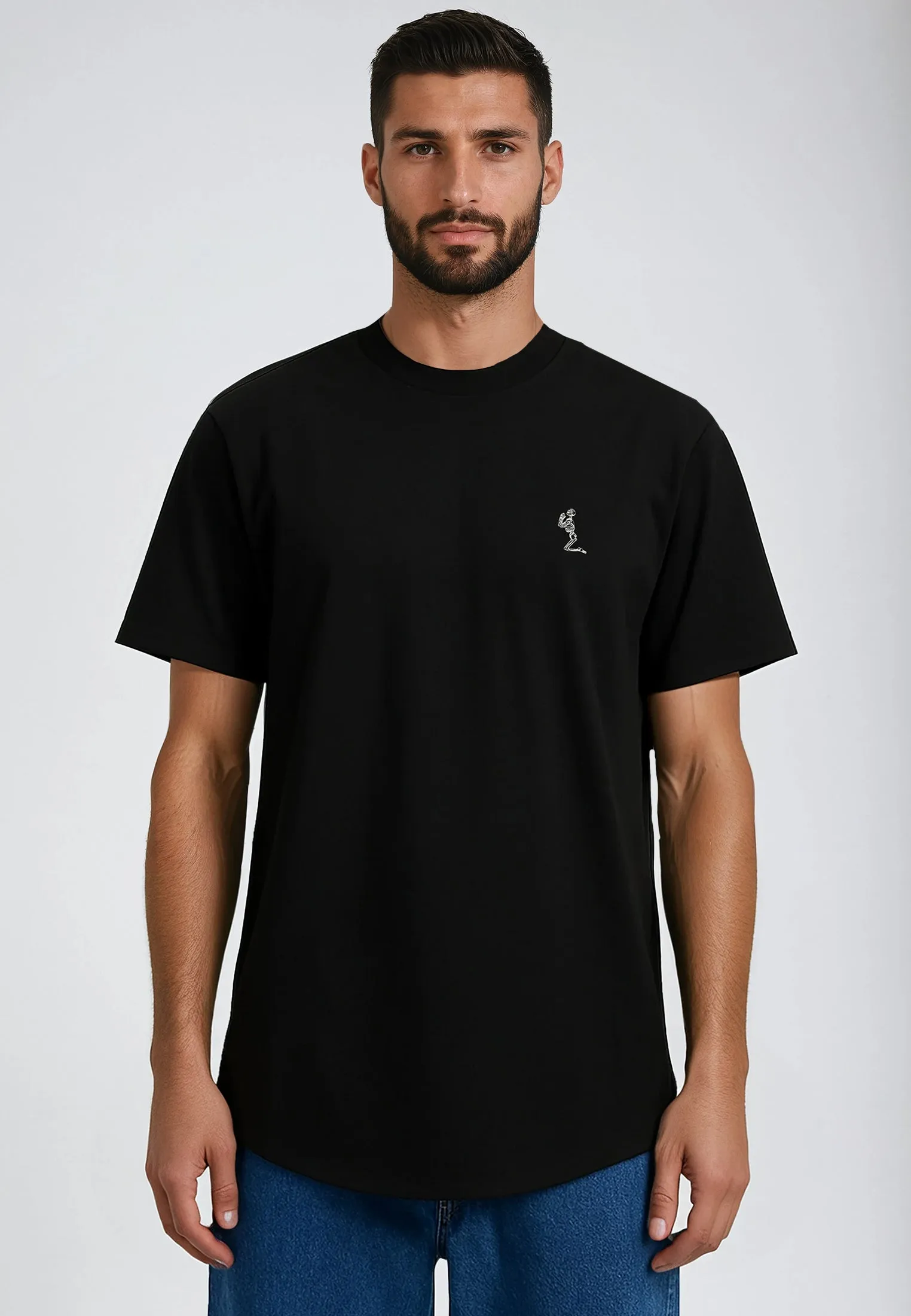 Luxurious ESSENTIAL CURVED HEM BLACK T-SHIRT