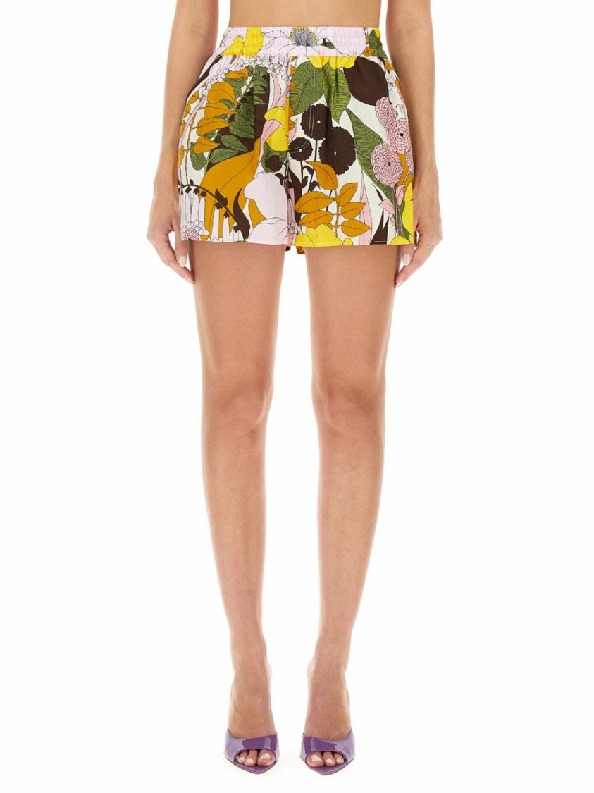 Striped Pattern EcoFriendlyMaterials Floral Print Shorts