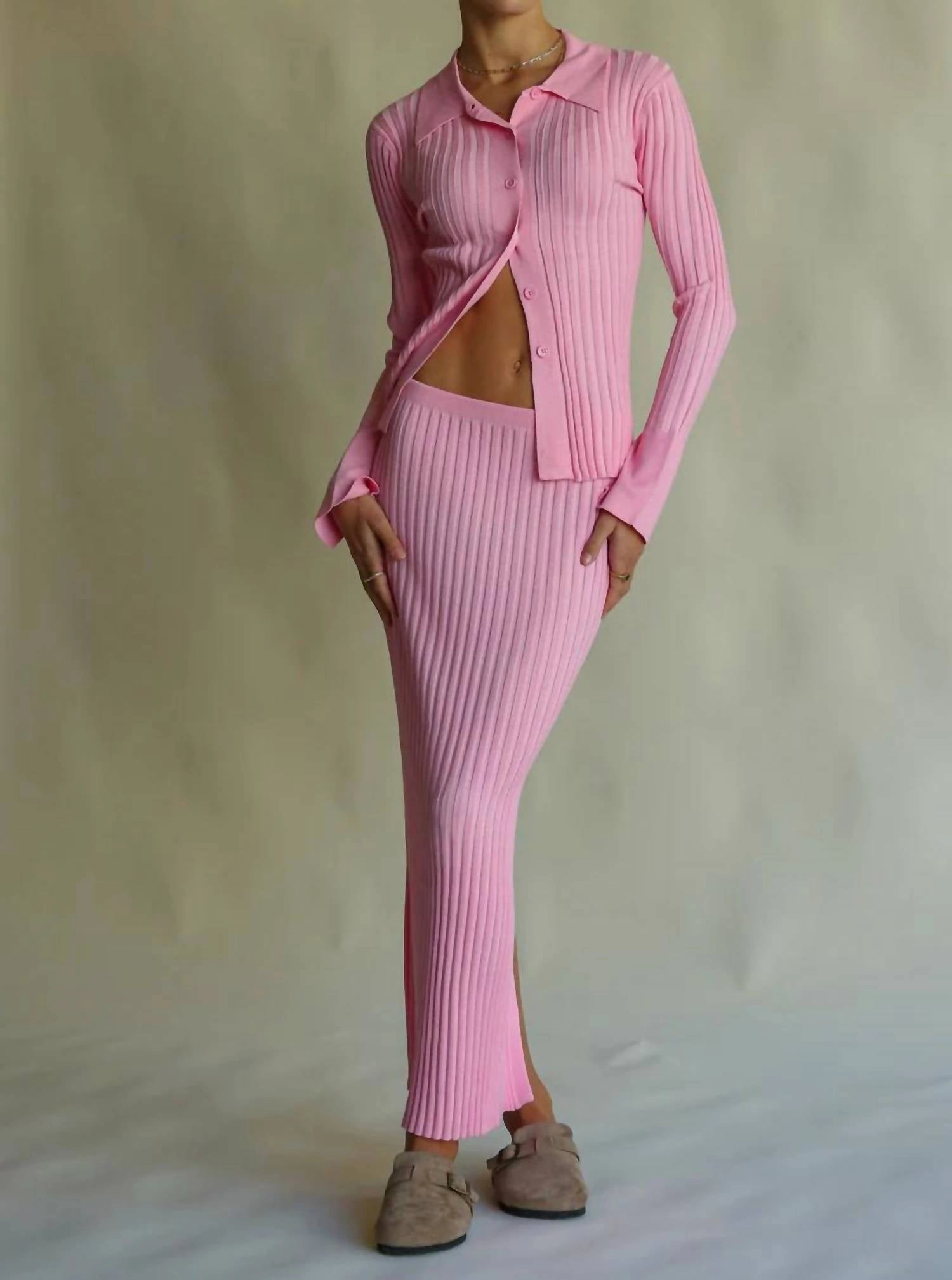 Fresh Mood Moon Rise Knit Skirt In Peony