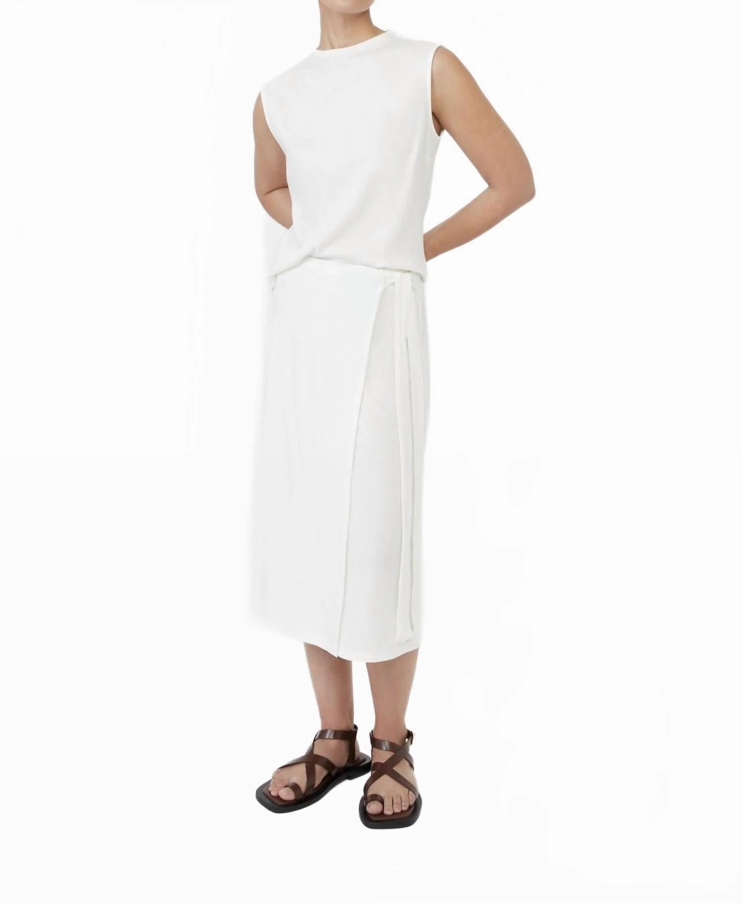 Rib Knit Wrap Skirt In Ivory Statement Fashion Relaxed Motion