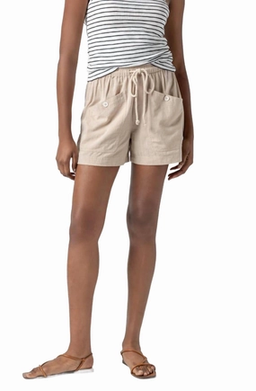 Patch Pocket Shorts In Flax Crisp Texture