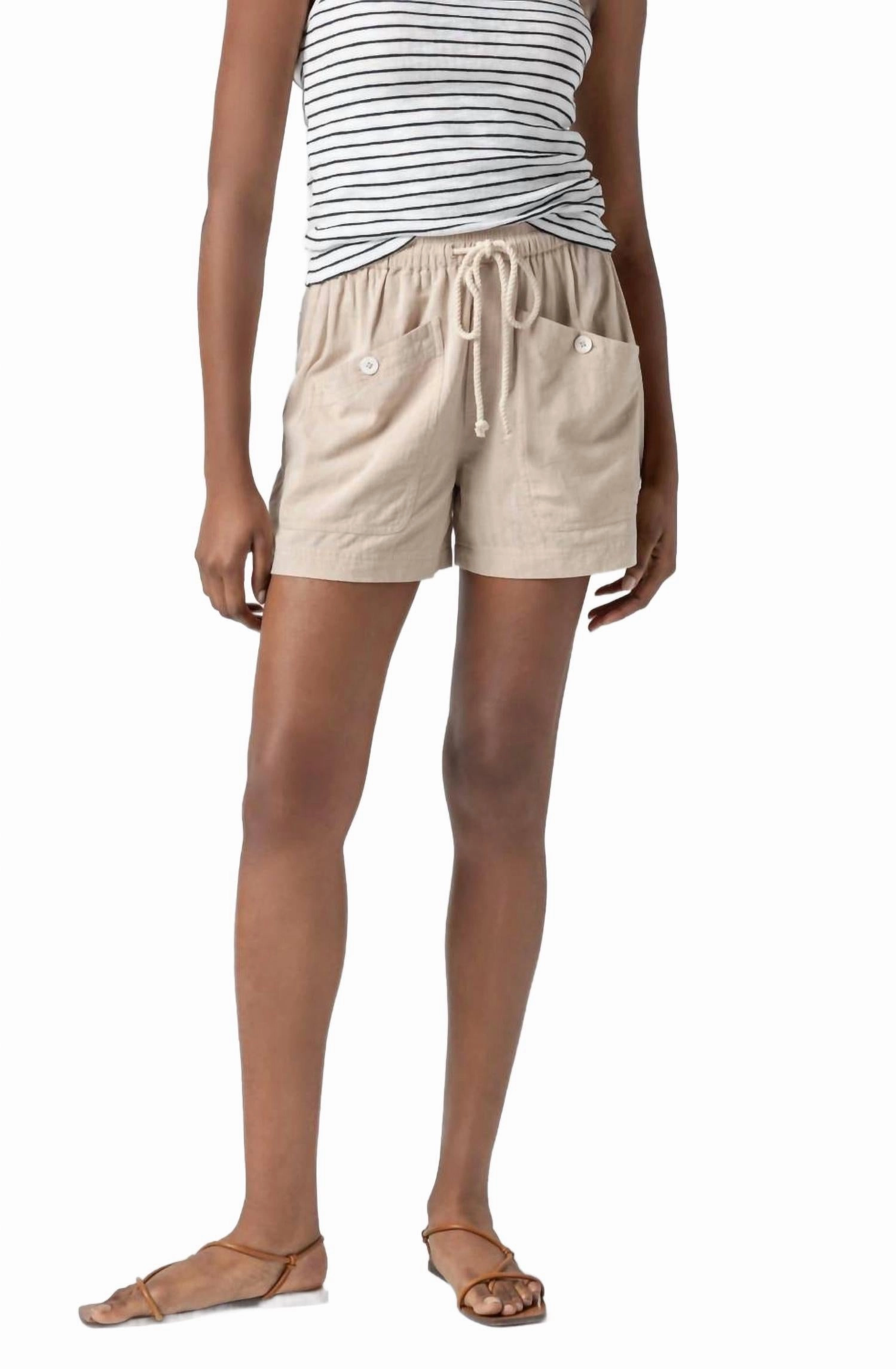 Patch Pocket Shorts In Flax Comfort Fit Handmade
